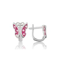 Gumush EA1160166 Gümüş Pembe Kelebek Çocuk Küpesi