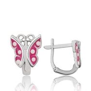 Gumush EA1160209 Gümüş Pembe Kelebek Çocuk Küpesi