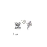 Gumush EA1160231 6 mm Gümüş Kare Tek Taş Zirkon Küpe