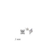 Gumush EA1160234 3 mm Gümüş Kare Tek Taş Zirkon Küpe