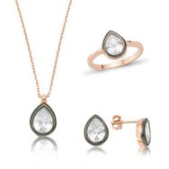 Gumush Elmas Model Damla Kadın Gümüş Set