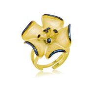 Gumush LR1230135 Gold Gümüş Sarı Çiçek Bayan Yüzük