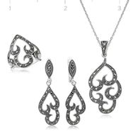 Gumush Markazit Taşlı Kadın Gümüş Set