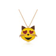 Gumush PT2610802 Kalp Gözlü Kedi Emoji Gümüş Kadın Kolye