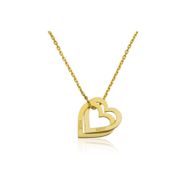 Gumush PT2610905 Gold Gümüş Kişiye Özel Kalpler Kolye