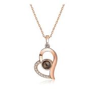 Gumush ​Rose 100 Dilde Seni Seviyorum Kalp Gümüş Kolye