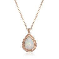 Gumush Rose Damla Beyaz Opal Taşlı Kadın Gümüş Kolye