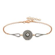 Gumush Rose Elmas Montür Çiçek Bayan Gümüş Bileklik