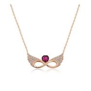 Gumush Rose Kanatlı Sonsuz Kalp Gümüş Kolye