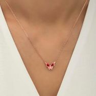 Gumush Rose Minimal Kelebek Bayan Gümüş Kolye