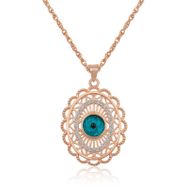 Gumush ​Rose Oval Nazar Bayan Gümüş Kolye