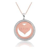 Gumush Rose Taşlı Kişiye Özel İsimli Gümüş Kolye
