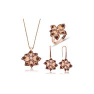 Gumush ST1160049 Menekşe Çiçeği Kadın Gümüş Set