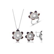 Gumush ST1160052 Nergis Çiçeği Kadın Gümüş Set
