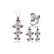 Gumush ST1160064 Çiçek Kadın Gümüş Set