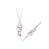 Gumush ST1160070 Pembe Üç Kalpli Kadın Gümüş Set