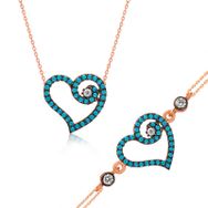 Gumush ST1160075 Mavi Kalpli Kadın Gümüş Set