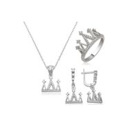 Gumush ST1160126 Kraliçe Tacı Kadın Gümüş Set