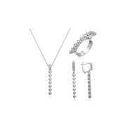 Gumush ST1160127 Sıra Taşlı Kadın Gümüş Set