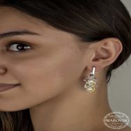 Gumush Swarovski Crystal Taşlı Gümüş Kalp Salkım Sallantılı Çivili Kadın Küpe