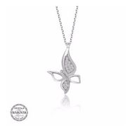 Gumush Swarovski Taşlı Kelebek Gümüş Kadın Kolye