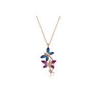 Gumush T4154 Rose Çifte Kelebekler Gümüş Kadın Kolye