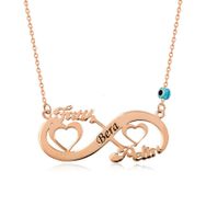 Gumush ​T4175 Gümüş Rose Kalpli Sonsuzluk İsimli Kolye
