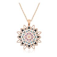 Gumush T4464 Geometrik Desenli Madalyon Gümüş Kolye