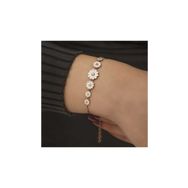 Gumush T4479 Sıralı Papatya Rose Gümüş Kadın Bileklik