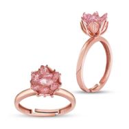 Gumush T4677 Gümüş Rose Pembe Lotus Çiçeği Yüzük