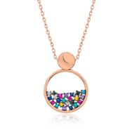 Gumush ​T4893 Rose Mix Taşlı Çiğ Damlası Kadın Gümüş Kolye