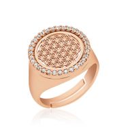 Gumush T5009 PB Rose Oval Yaşam Çiçeği Gümüş Yüzük