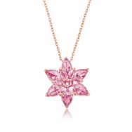 Gumush T5018 Gümüş Rose Pembe Lotus Çiçeği Kolye