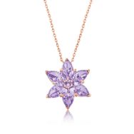 Gumush T5019 Gümüş Rose Lila Lotus Çiçeği Kolye