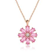 Gumush T5103 Gümüş Rose Pembe Çiçek Kolye