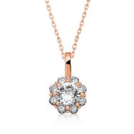 Gumush T5141 PB Rose Çiçek Gümüş Kolye