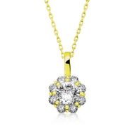 Gumush T5142 PB Gold Çiçek Gümüş Kolye