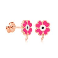 Gumush T5145 PB Fosforlu Pembe Yonca Gümüş Küpe