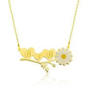 Gumush ​T5218 Gümüş Gold Kişiye Özel Kalpli Papatya Kolye