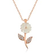 Gumush T5221 Gümüş Rose Sedef Çiçek Kolye