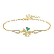 Gumush T5246 Gold Nazarlı Yonca Gümüş Bileklik
