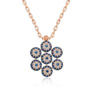 Gumush T5262 Gümüş Rose Çiçek Model Nazar Kolye