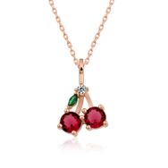 Gumush T5296 Gümüş Rose Kiraz Figürlü Meyve Kolye
