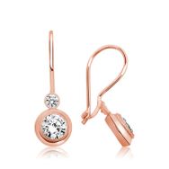 Gumush T5308 PB Rose Sallantılı Tek Taş Gümüş Küpe