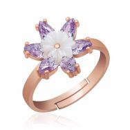 Gumush T5342 ​Gümüş Rose Lila Lotus Çiçeği Yüzük