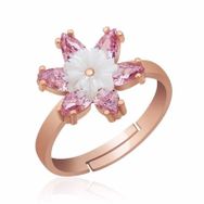 Gumush T5345 Gümüş Rose Pembe Lotus Çiçeği Yüzük
