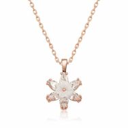 Gumush T5349 Gümüş Rose Beyaz Lotus Çiçeği Kolye