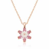 Gumush T5361 Gümüş Rose Pembe Lotus Çiçeği Kolye