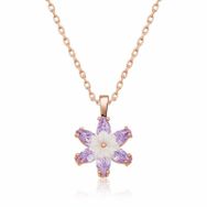 Gumush T5365 Gümüş Rose Lila Lotus Çiçeği Kolye