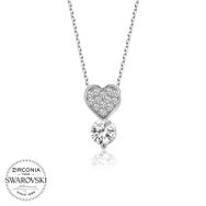 Gumush T5782 PB Swarovski Taşlı Kalp Tektaş Gümüş Kolye